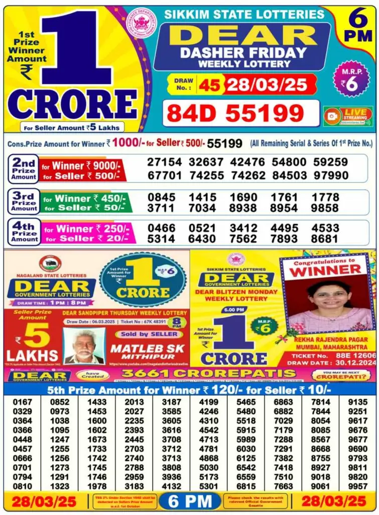The Nagaland State Lottery Sambad 29.3.2025 Today 1 PM, 6 PM & 8 PM | Check now 3 Screenshot 20250328 181433